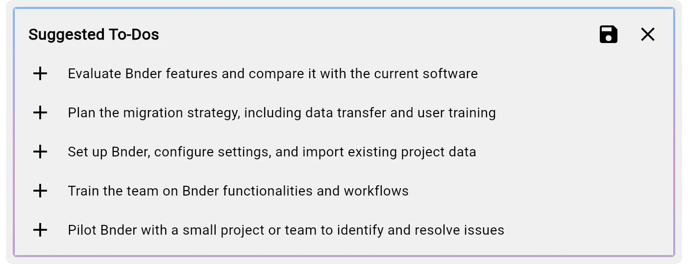 Screenshot of todo suggestions while creating a task